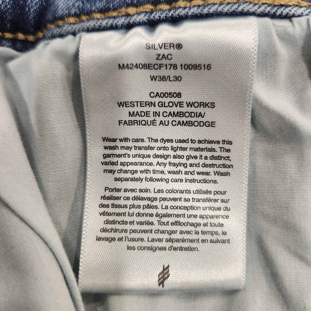 Vintage Silver Zac Jeans Mens 38x30 Straight Relaxed Fit Denim Medium Blue Wash - Picture 5 of 12